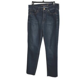 Seven7 High Rise Skinny Jeans Women 10 Atlantic Blue Excellent Raw Hem MY1430DE